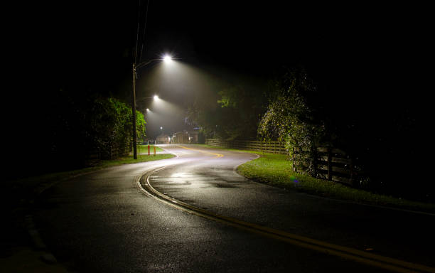 黑夜中的路燈