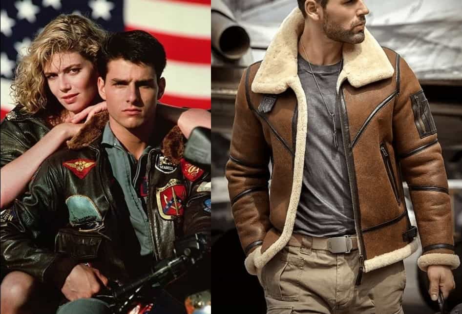 左圖：top gun皮褸 右圖：加絨版flight jacket